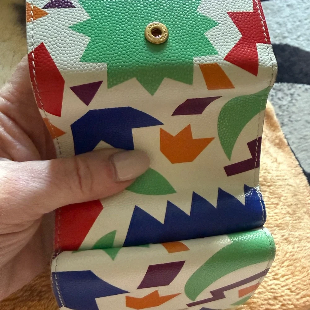 Saint Laurent Paris Compact Wallet - White Base with Multicolor Shapes - Picture 7 of 7